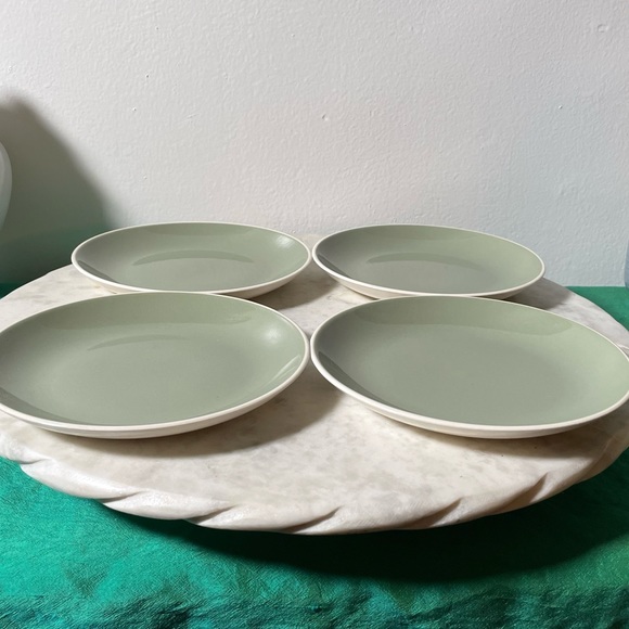 Vintage Harkerware Bread & Butter Plates - Set of 4 - Persian Key in Sage Green - Picture 2 of 4